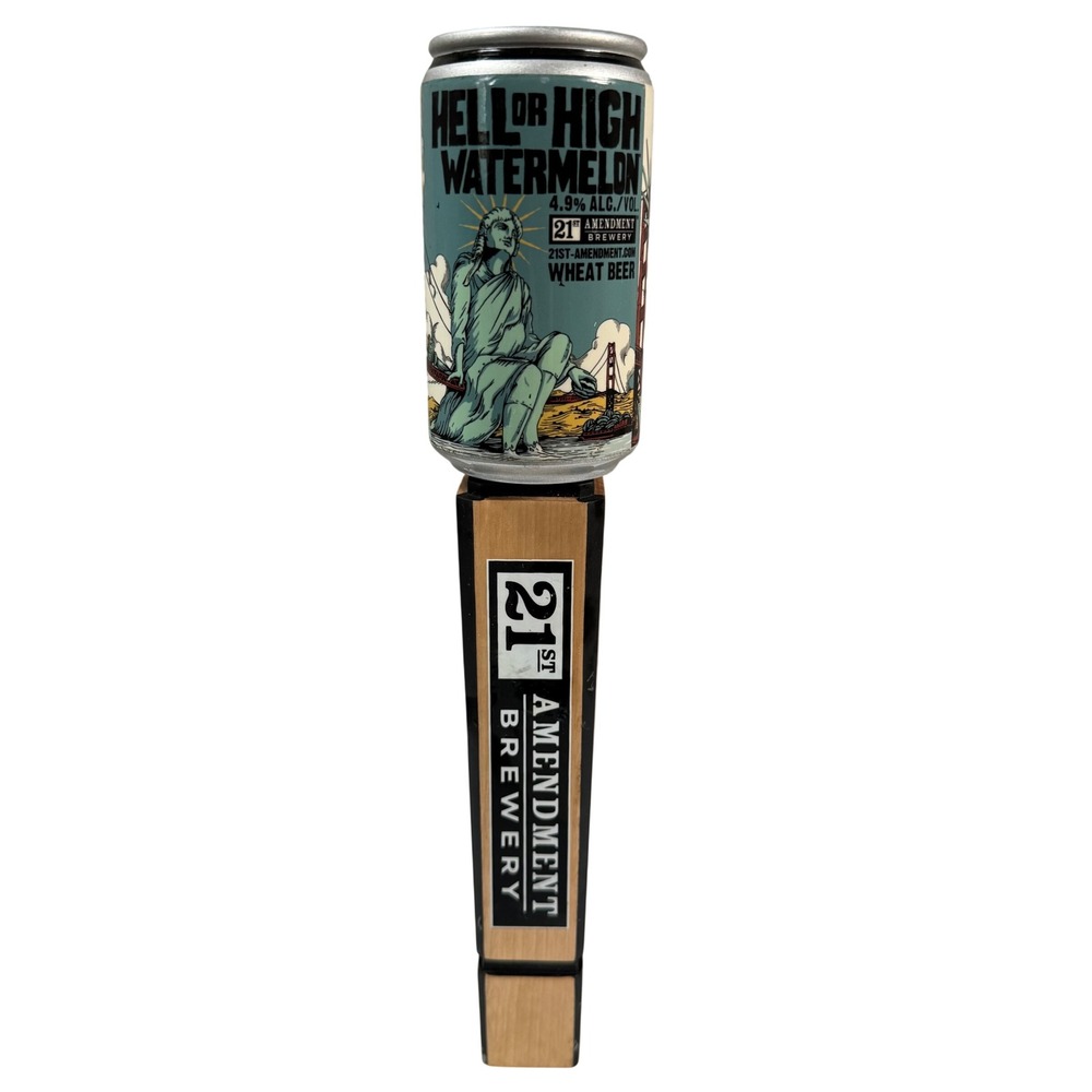 21st Amendment Hell or High Watermelon Beer Tap Handle Wood Multi
